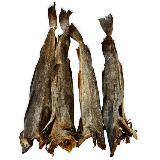 Whole dried Norwegian stockfish, okporoko