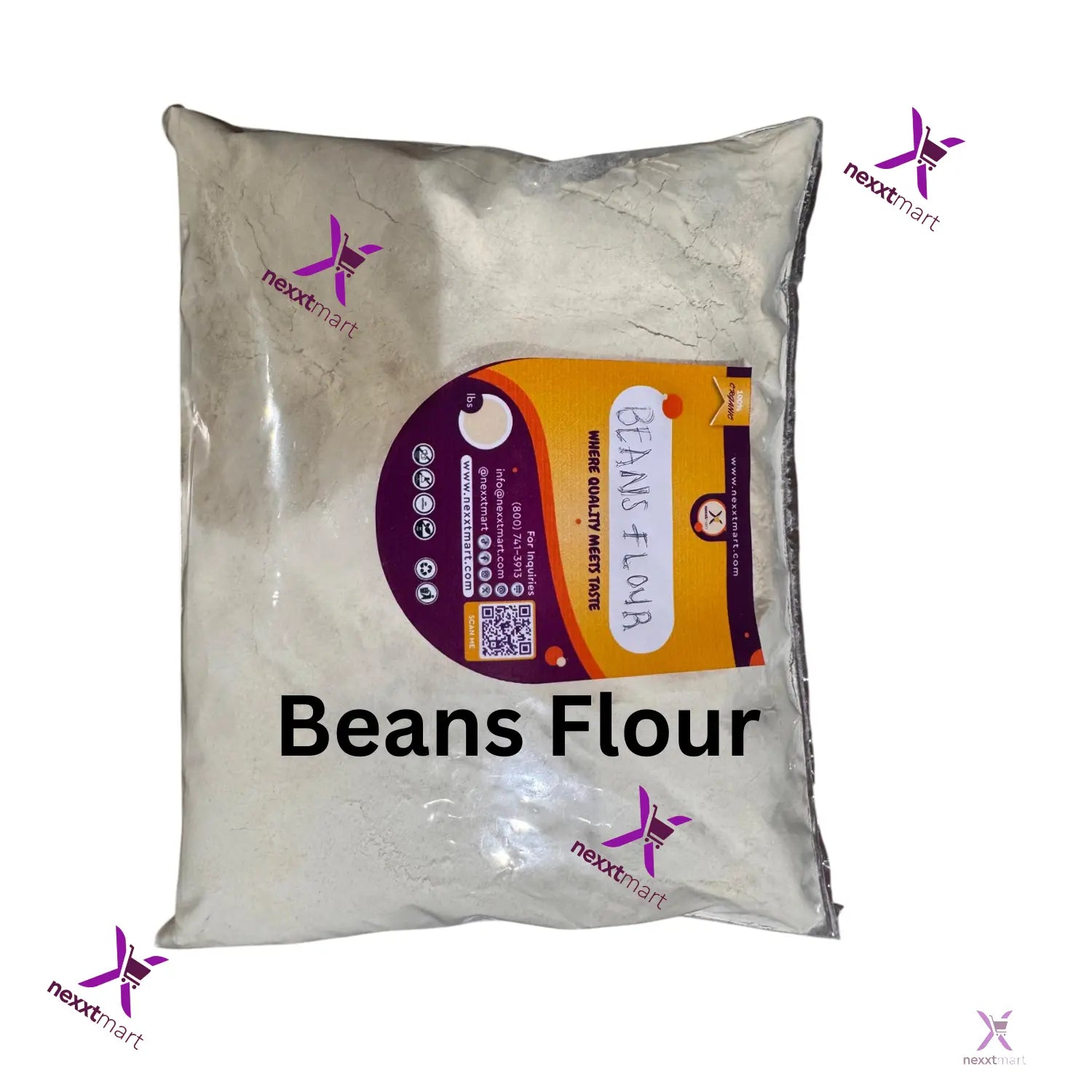 Bag of beans flour with a visible nexxtmart brand logo on a white background