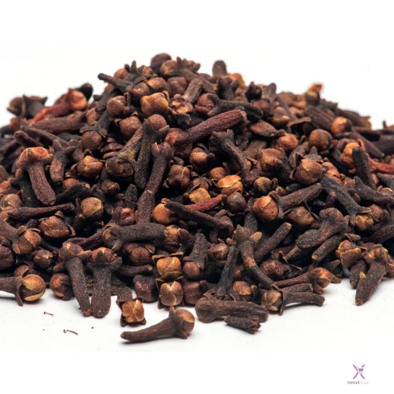 Pile of cloves on a white background